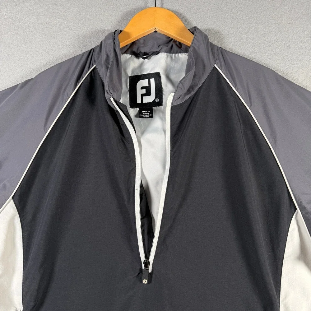 FootJoy Mens XL Half Zip Golf Windbreaker Jacket Black Grey White 1005459